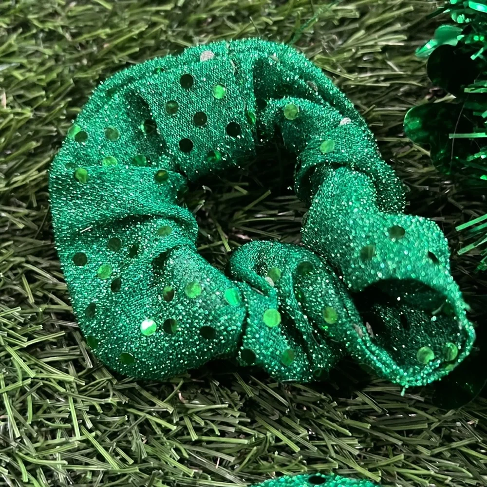 Sparkly Green/St Patrick’s Day Hair Scrunchies - Set of 4